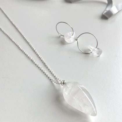 “Minimalist” Clear Quartz Rough crystal hook earrings