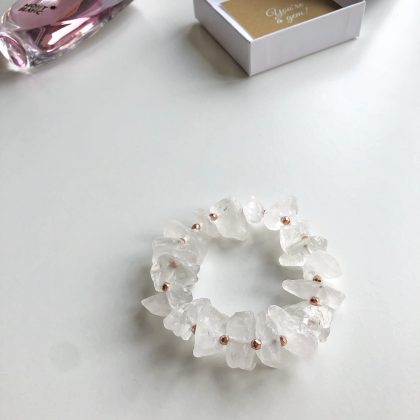 Raw Clear Crystal bracelet, rough crystal bracelet, boho chic jewelry