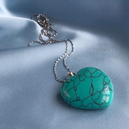 "Protective" large Turquoise Heart Pendant, gift for women, valentine's day