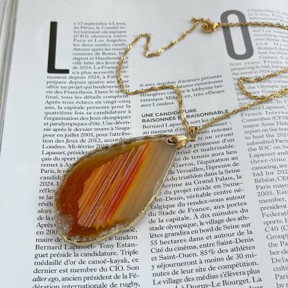 Luxury orange agate slice pendant