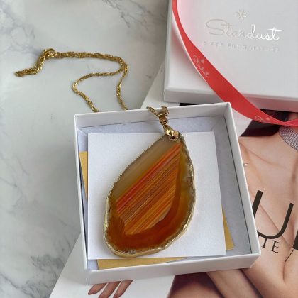 Orange Agate slice pendant gift