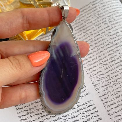 Purple Agate slice pendant