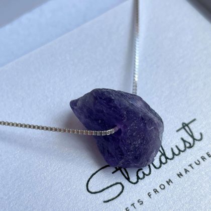 "Mystery" natural gemstone - Raw Amethyst Necklace Pendant, rough amethyst, layering necklace Silver or gold Chain