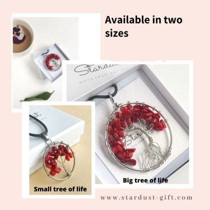 Bohemian Tree of Life Red Agate Gemstone Necklace for Health - Small