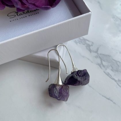 Silver dark purple Amethyst earrings
