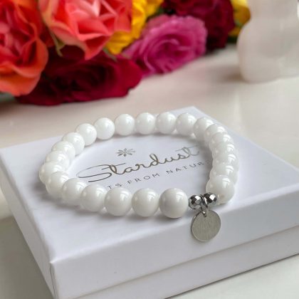 White Agate bracelet silver gift