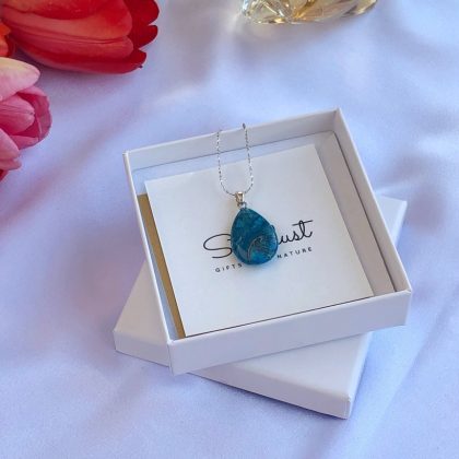 "Wise decisions" Stone Blue Onyx drop-Shaped Pendant Gift for Women - small