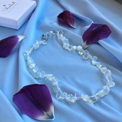 Mystic Opalite necklace tumbled stones, premium packaging gifts