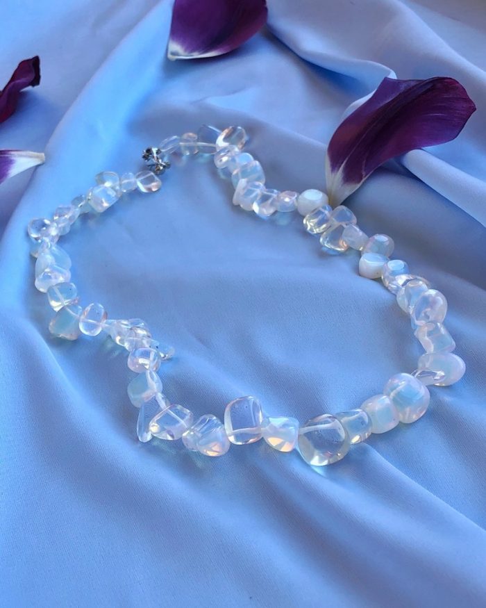 Mystic Opalite necklace tumbled stones, premium packaging gifts