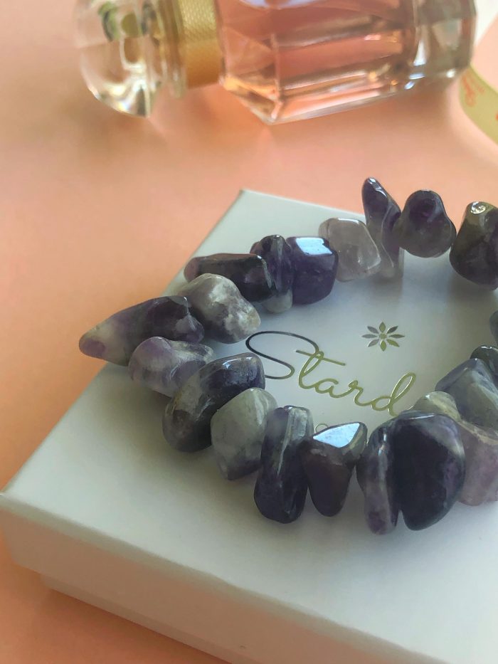 "Mysterious Love" Tumbled Purple gemstone Amethyst bracelet - stones for Love attraction