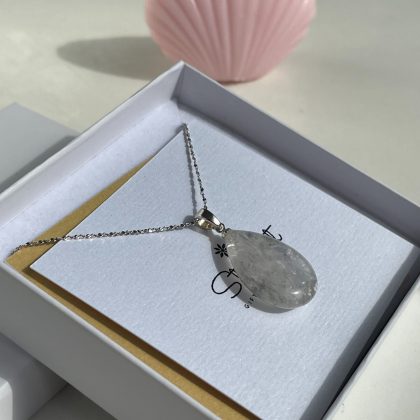 “Clarity” Gemstone Drop-Shaped Clear Quartz Pendant Necklace Gift for Women - Small