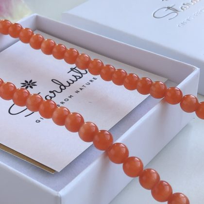 “Positive” natural gemstone Orange Cat's eye Beaded Necklace for women, handmade jewelry from stones