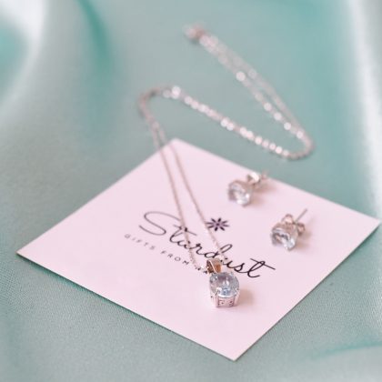 Genuine gemstone Sky Blue Topaz jewelry set Sterling Silver VVS Grade Crystal gift for valentine's day - Bridesmaid gift clean design