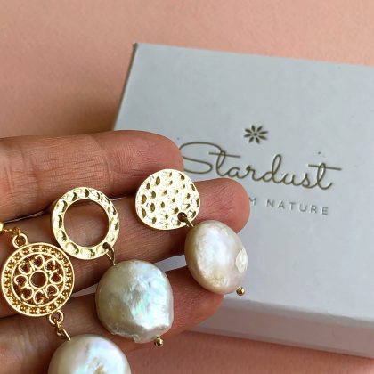 Flat Pearl Earrings handmade