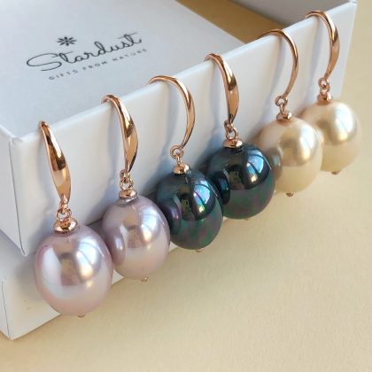 "Femine Harmony" Black Pearl Earrings, Rose Gold plated Silver, bridesmaid jewelry