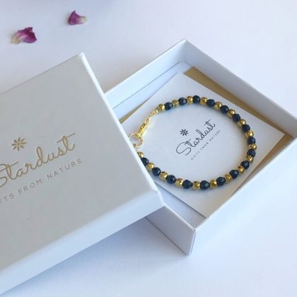 Black Spinel and Gold hematite 14k gold filled luxury bracelet