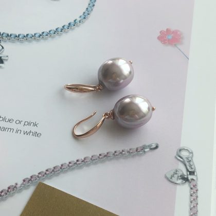 "Femine Harmony" Natural Pink Freshwater Pearl Earrings, Rose Gold plated Silver, bridesmaid jewelry