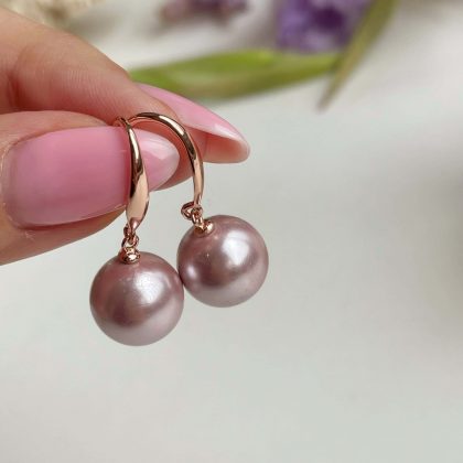 Minimalist pink pearl earrings gift