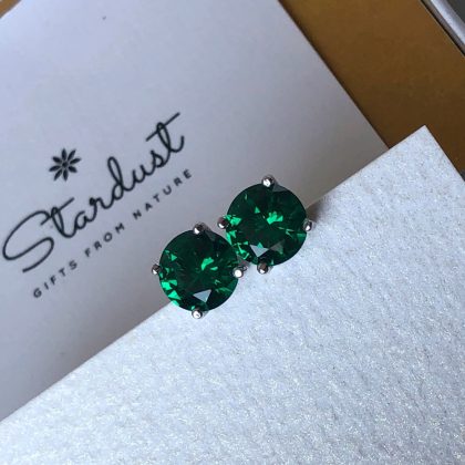 Round Emerald earrings Stardust gift
