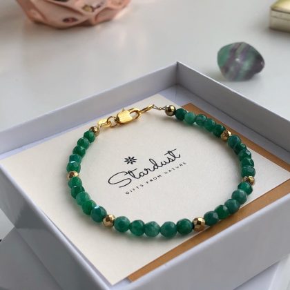 Tiny Green Emerald bracelet, 14k gold filled Chakra Jewelry