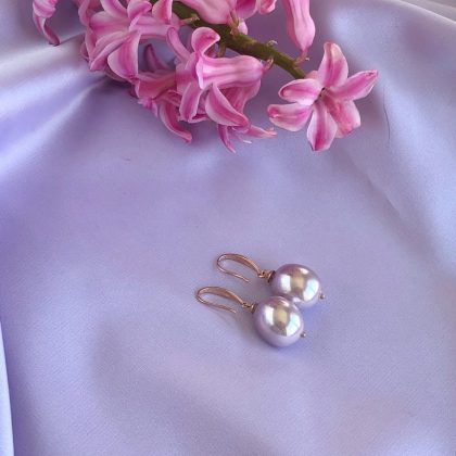 Luxury pink pearl earrings