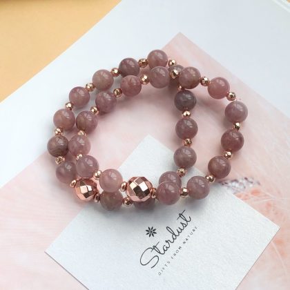 "Universal love" tender Kunzite, gold hematite bracelet to boost heart energy