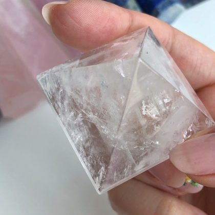 Clear Crystal Pyramid, reiki crystals, crystal home decor, meditation crystal
