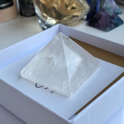 Clear Crystal Pyramid, reiki crystals, crystal home decor, meditation crystal