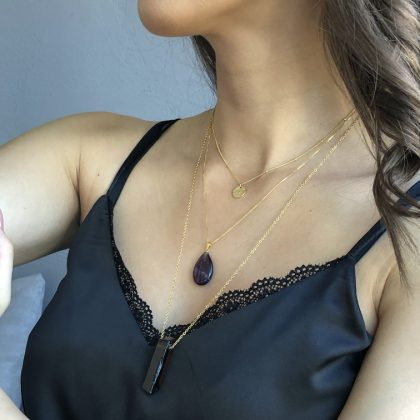 "Mystery" Genuine Purple Amethyst drop pendant, Valentine's day Gift - small