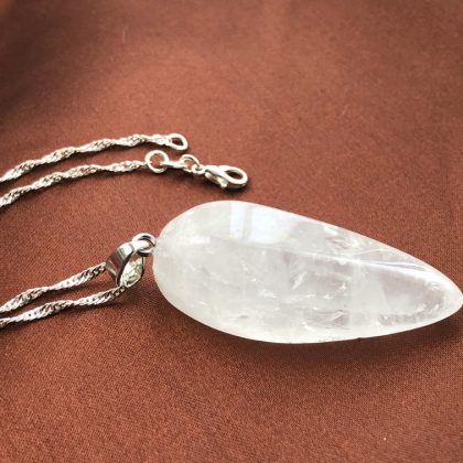 “Clarity” Gemstone Clear Quartz Point Pendant Large crystal necklace Gift for her