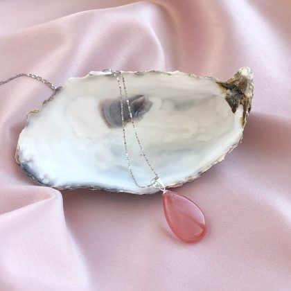"Purifying energy" - Cherry Quartz Drop Pendant, Heart chakra pendants