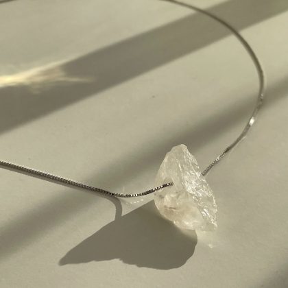 "Crown Chakra" natural gemstone - Raw Crystal Necklace Pendant, rough gemstone, Sterling Silver Chain