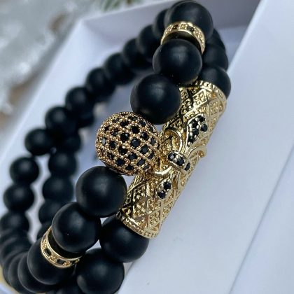 Black onyx bracelet set
