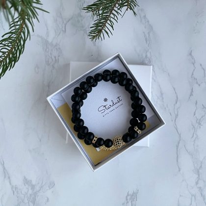 Black onyx bracelet set for men