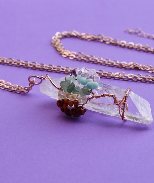 Clear Crystal pendant with tree of lifeJPG