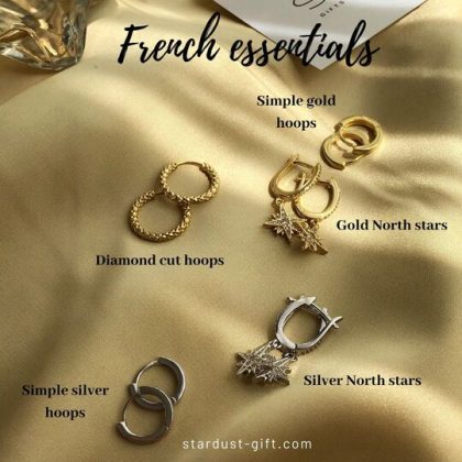 "Star charm" - Small Gold Star charm Hoops, North Star Hoop Earrings, Trendy Earrings,