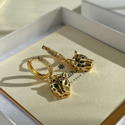 Gold Tiger earrings for women