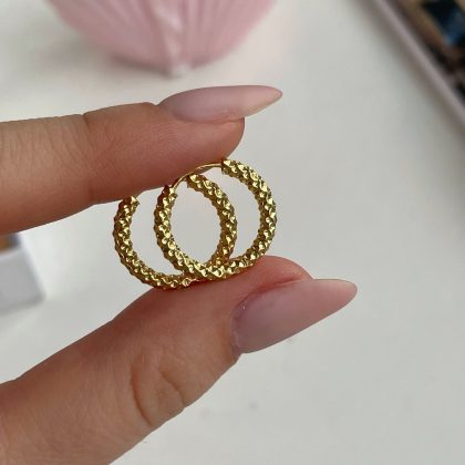 Gold hoop earrings diamond cut