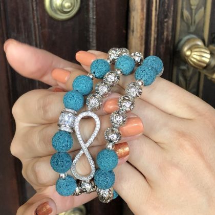 Blue lava stone bracelet set