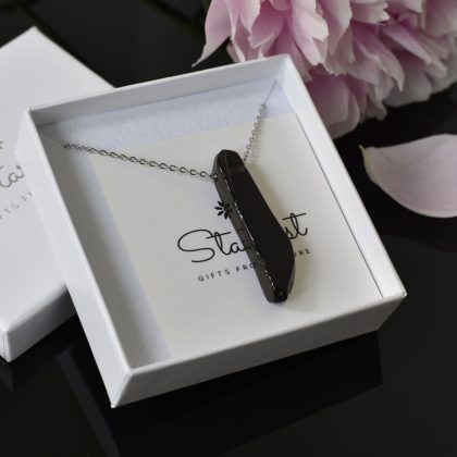 Smoky Quartz Bar Pendant on gold filled steel chain, luxury crystal jewelry