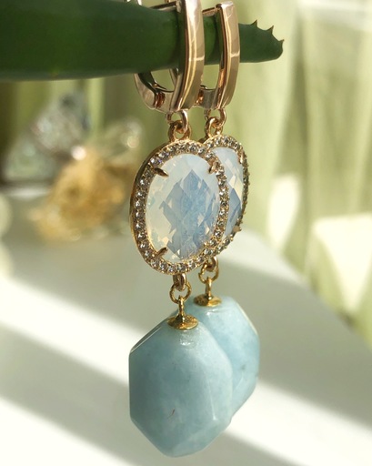 Opalite and Aquamarine earrings