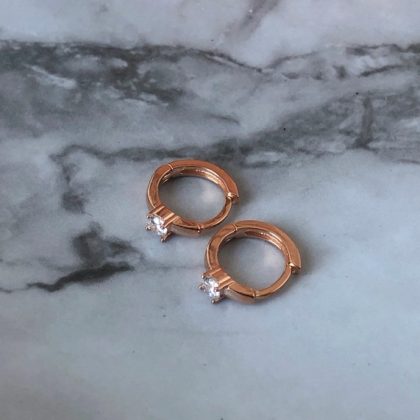 Rose Gold Zircons hoop earrings