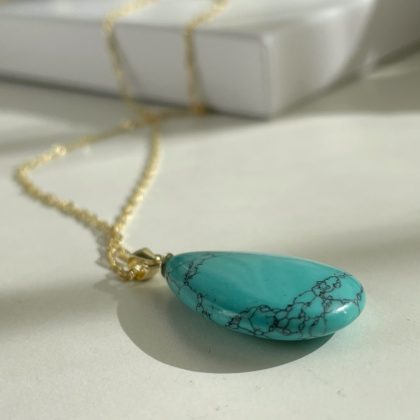 "Wealth" Turquoise pendant, gold chain, luxury gift for women