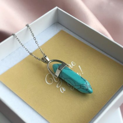 “Wealth attraction” turquoise prism pendant for women