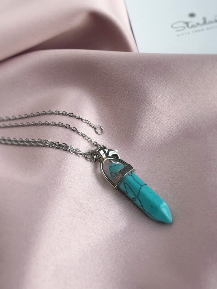 “Wealth attraction” turquoise prism pendant for women