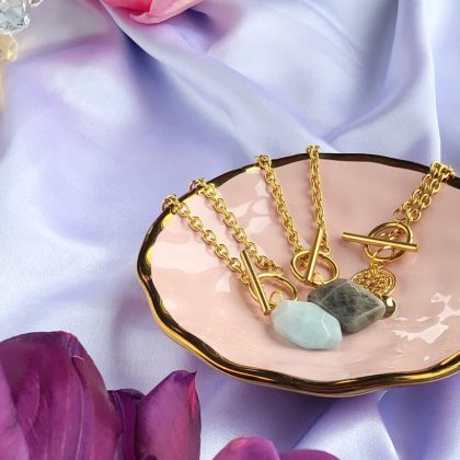 "Awakening" Labradorite pendant necklace, gold chain necklace