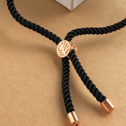 Black onyx mens bracelet with rose gold zircon beads