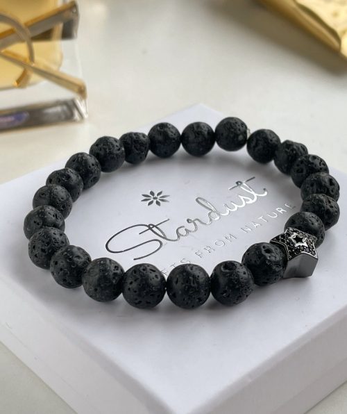 Lava stone bracelet with star charm