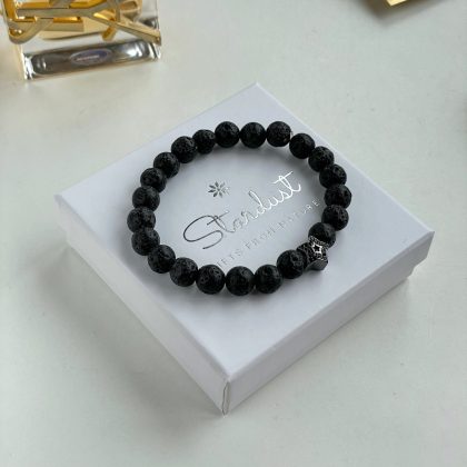 Lava stone bracelet with star charm gift