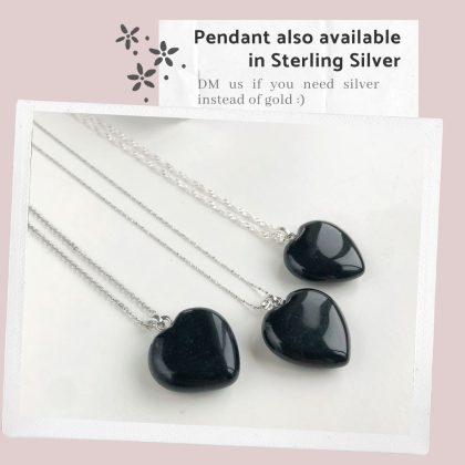 Obsidian heart gold chain (1)